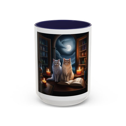 Moonlit Witch Cats Coffee Mug — Gothic Cat Magic Tea Cup (11/15oz)