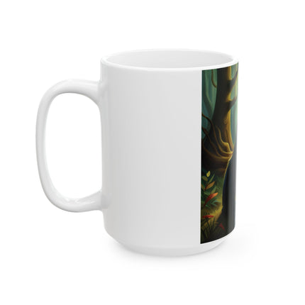 Enchanted Forest Fairy Cat Mug – 15oz Ceramic for Nature Lovers