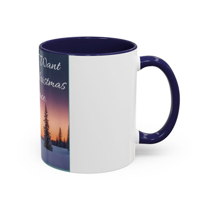 Christmas Peace Accent Mug | 11oz Ceramic Cup with Quote & Sunset