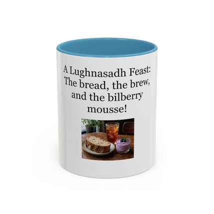 Lughnasadh Feast Mug — "The bread, the brew, and the bilberry mousse!" Accent Coffee Cup