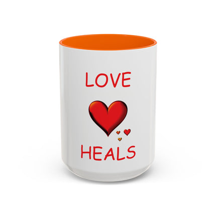 Love Heals Accent Coffee Mug — 11/15oz Heart Healing Gift