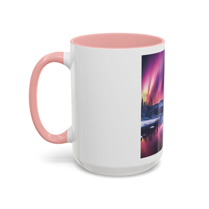 Aurora Lake Accent Coffee Mug — Northern Lights Landscape 11/15oz