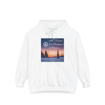 Peaceful Christmas Hoodie – "All I Want for Christmas is Peace" Winter Tree Graphic