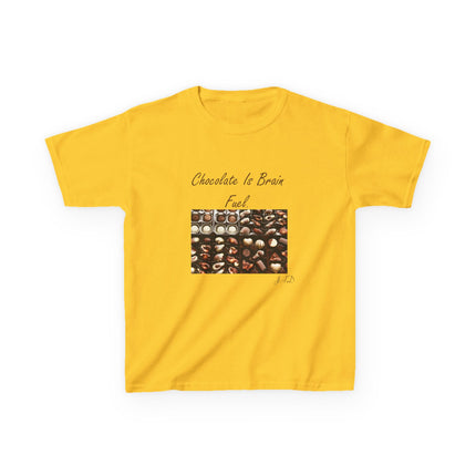 Kids Heavy Cotton™ Tee - "Chocolate Is Brain Fuel" - Fun Gifts for Young Chocolate Lovers