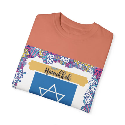 Happy Hanukkah Tee – Unisex Garment-Dyed Shirt for the Festival of Lights