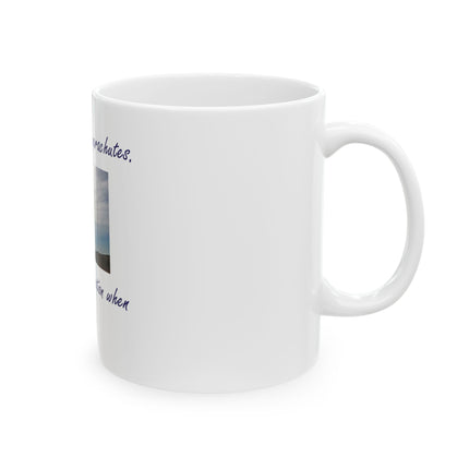 Inspirational Parachute Quote Ceramic Mug — "Minds are like parachutes. They only function when open." (11oz, 15oz)