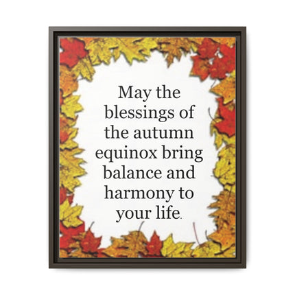 Autumn Equinox Blessing Framed Canvas — Fall Leaves Wall Art