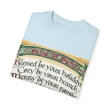 Blessed Be Your Holiday Tee – Celtic-Inspired Unisex Garment-Dyed