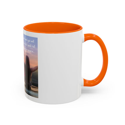 Inspirational Lotus Sunrise Coffee Mug — "knock on the door to my soul"