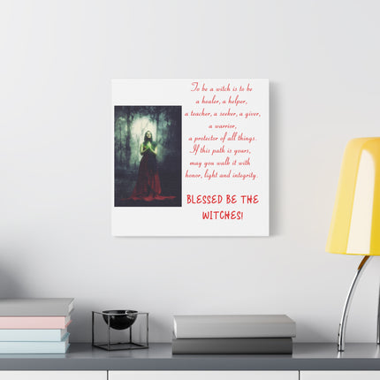 Blessed Be The Witches Canvas Wall Art — Inspirational Witch Quote Matte Canvas