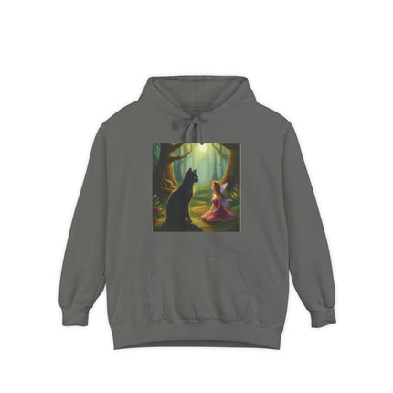 Magical Forest Fairy & Black Cat Hoodie — Enchanted Dusk Art