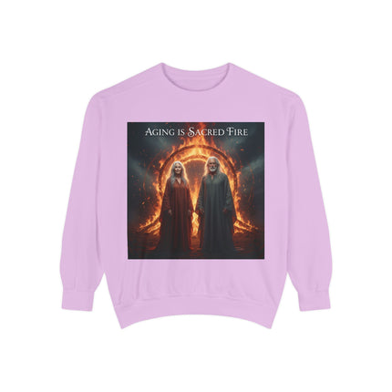 Aging Is Sacred Fire Sweatshirt — Mystical Elderhood Graphic Sweatshirt