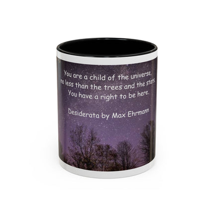 Inspirational Starry Night Coffee Mug — "You are a child of the universe" Quote
