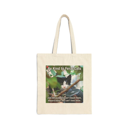 Tote Bag - "Be Kind to Feral Cats" Canvas Grocery & Everyday Reusable Tote