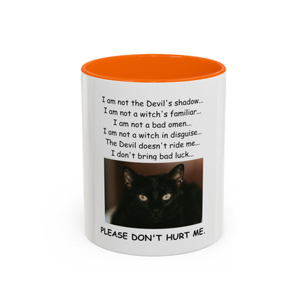 Black Cat 'Please Don't Hurt Me' Accent Coffee Mug – Dispelling Superstitions Gift