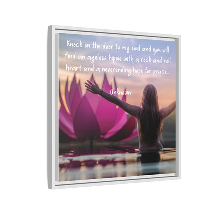 Framed Wall Art - 'Ageless Hippie' Inspirational Yoga Canvas