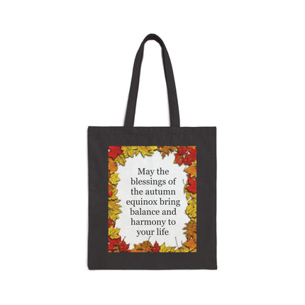 Autumn Equinox Blessings Tote Bag — Fall Leaves Canvas Shopper