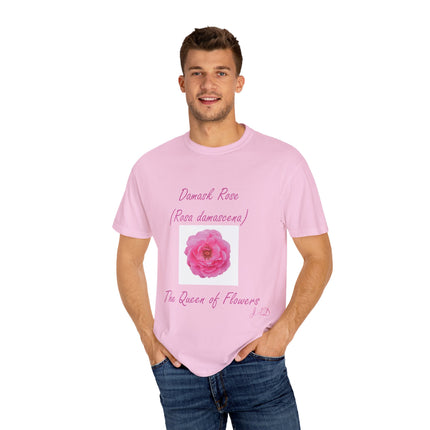 Damask Rose Unisex T-shirt - The Queen of Flowers Design