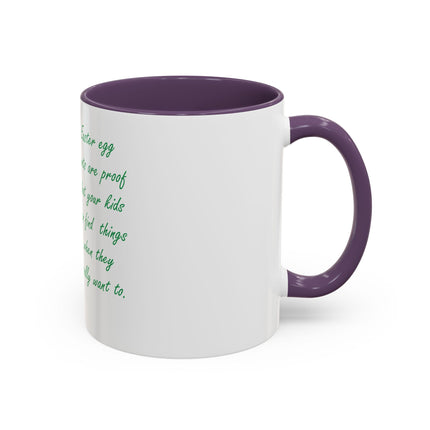 Easter Photo Coffee Mug — “Easter egg hunts are proof…” Accent Ceramic Mug (11/15oz)