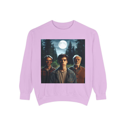 Unisex Garment-Dyed Sweatshirt - Vintage Forest Vibes Graphic