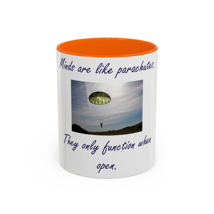 Parachute Quote Accent Mug – 11oz Ceramic Cup for Open Minds