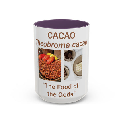 Cacao Accent Mug – “Food of the Gods”, 15oz Ceramic