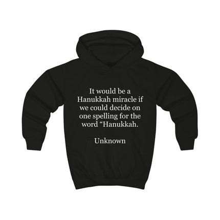 Kids Hoodie — 'Hanukkah Spelling' Funny Holiday Quote Sweatshirt