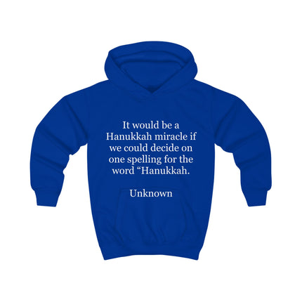 Kids Hoodie — 'Hanukkah Spelling' Funny Holiday Quote Sweatshirt