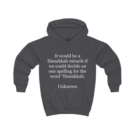 Kids Hoodie — 'Hanukkah Spelling' Funny Holiday Quote Sweatshirt