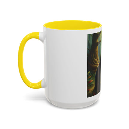 Fairy and Black Cat Forest Coffee Mug – Fantasy Woodland Tea Cup
