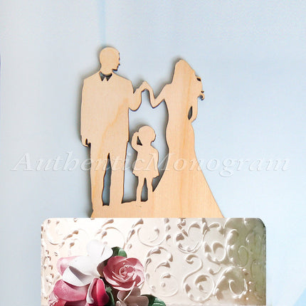 Wedding Cake Topper - Wedding Cake Topper Silhouette, Family Cake Topper, Classic Cake Topper, Wedding decor, Wooden Cake Topper 94312-2