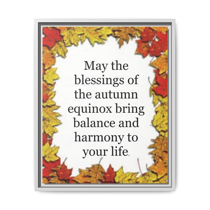 Autumn Equinox Blessing Framed Canvas — Fall Leaves Wall Art