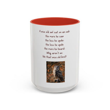 Owl Poem Accent Coffee Mug – Rustic Wildlife Quote Mug (11/15oz)