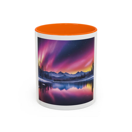 Aurora Lake Accent Coffee Mug — Northern Lights Landscape 11/15oz