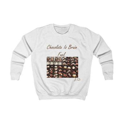 Kids Sweatshirt - "Chocolate Is Brain Fuel" Candy Photo Graphic