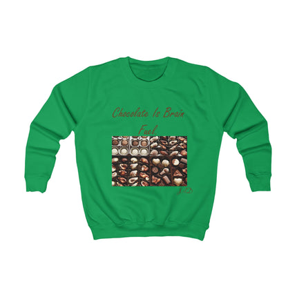 Kids Sweatshirt - "Chocolate Is Brain Fuel" Candy Photo Graphic