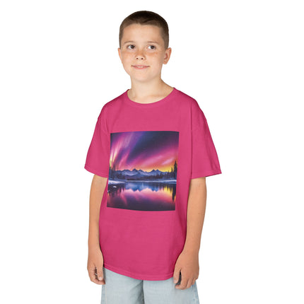 Kids Tee — Colorful Northern Lights Mountain Print