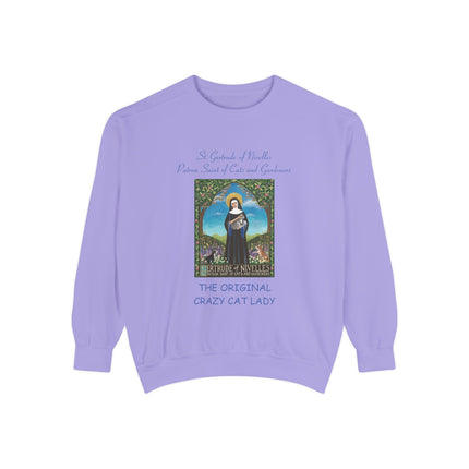 St. Gertrude Sweatshirt — "Patron Saint of Cats and Gardeners" Design