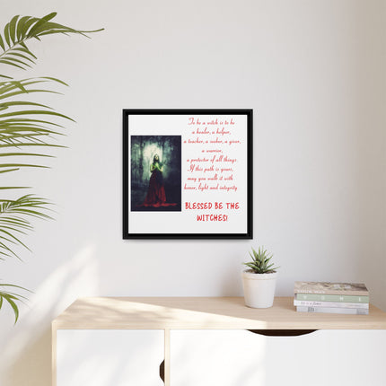 Blessed Be the Witches Framed Canvas Art — Witchy Inspirational Quote Wall Decor