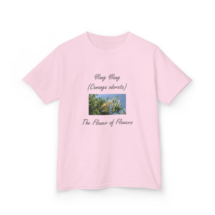 Ylang Ylang Kids Cotton Tee – “Flower of Flowers” Graphic Shirt