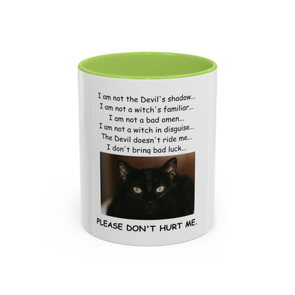 Black Cat 'Please Don't Hurt Me' Accent Coffee Mug – Dispelling Superstitions Gift