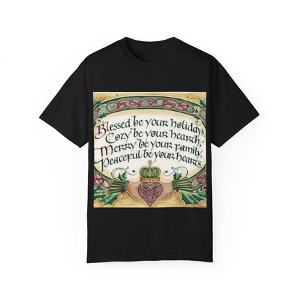 Blessed Be Your Holiday Tee – Celtic-Inspired Unisex Garment-Dyed