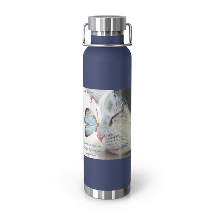22oz Insulated Bottle — "Life Is Short" Cat & Butterfly Inspirational Quote
