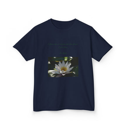 Inspirational Kids Tee – “A Flower Just Blooms” Nature Graphic Shirt