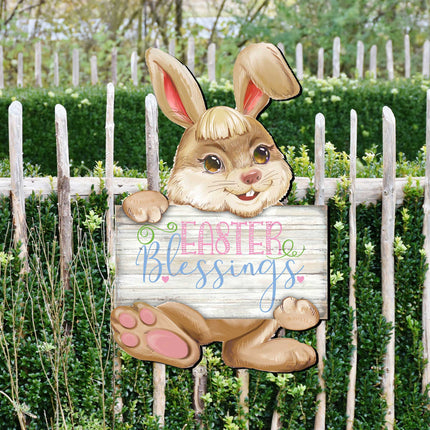 Easter Blessing Bunny Wooden Door Hanger by G. DeBrekht - Easter Spring Decor - 815433-3H-1