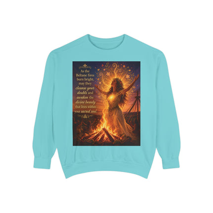 Bonfire Witch Sweatshirt — "As the Beltane fire burns bright" Pagan Festival Crewneck