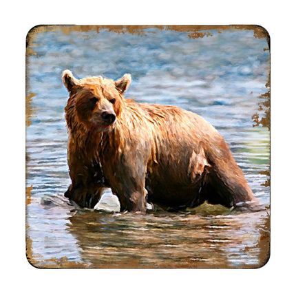 Bear Wooden Cork Coasters Gift Set of 4 by Nature Wonders - Nature Wildlife Decor  - 95297C-S4-2