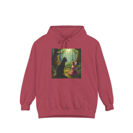 Magical Forest Fairy & Black Cat Hoodie — Enchanted Dusk Art