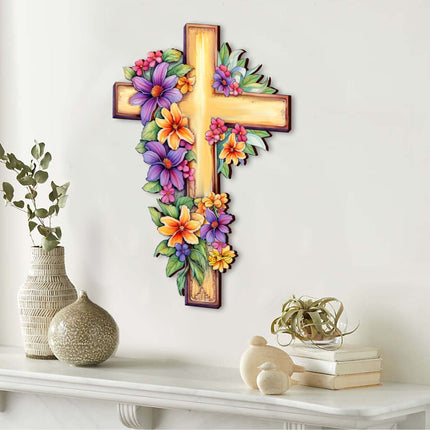 Garden Serenity Wooden Cross by G. Debrekht - Easter Spring Decor - 88168-3