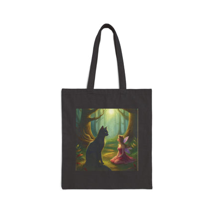 Fairy Forest Tote Bag – Fairy and Black Cat Canvas Shopper